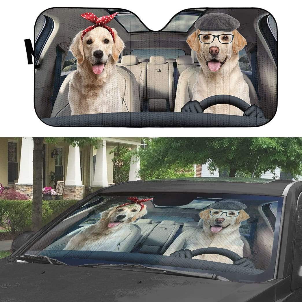 Gearhumans 3D Labrador Retriever Family Custom Car Auto Sunshade