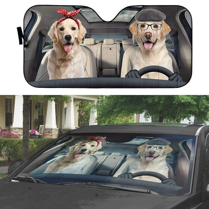 Gearhumans 3D Labrador Retriever Family Custom Car Auto Sunshade