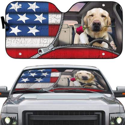 Gearhumans 3D Labrador Retriever Flag Custom Car Auto Sunshade