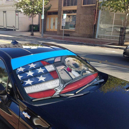 Gearhumans 3D Labrador Retriever Flag Custom Car Auto Sunshade