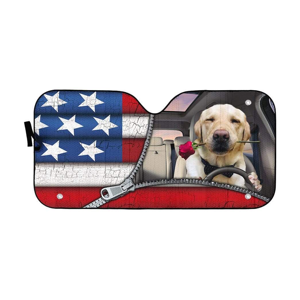 Gearhumans 3D Labrador Retriever Flag Custom Car Auto Sunshade