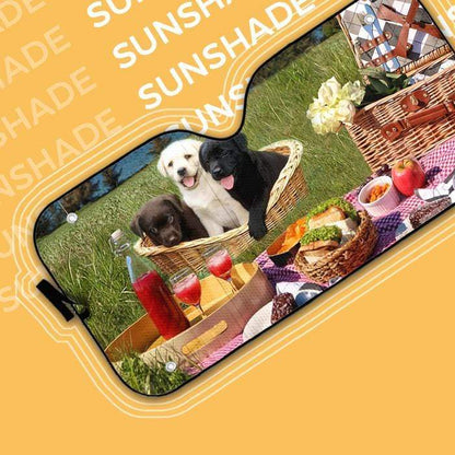 Gearhumans 3D Labrador Retriever Puppies Custom Car Auto Sunshade