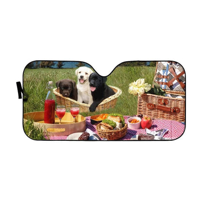 Gearhumans 3D Labrador Retriever Puppies Custom Car Auto Sunshade