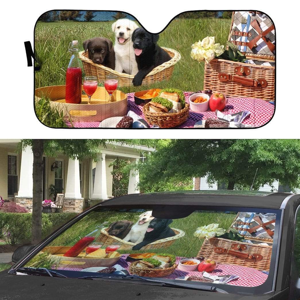 Gearhumans 3D Labrador Retriever Puppies Custom Car Auto Sunshade
