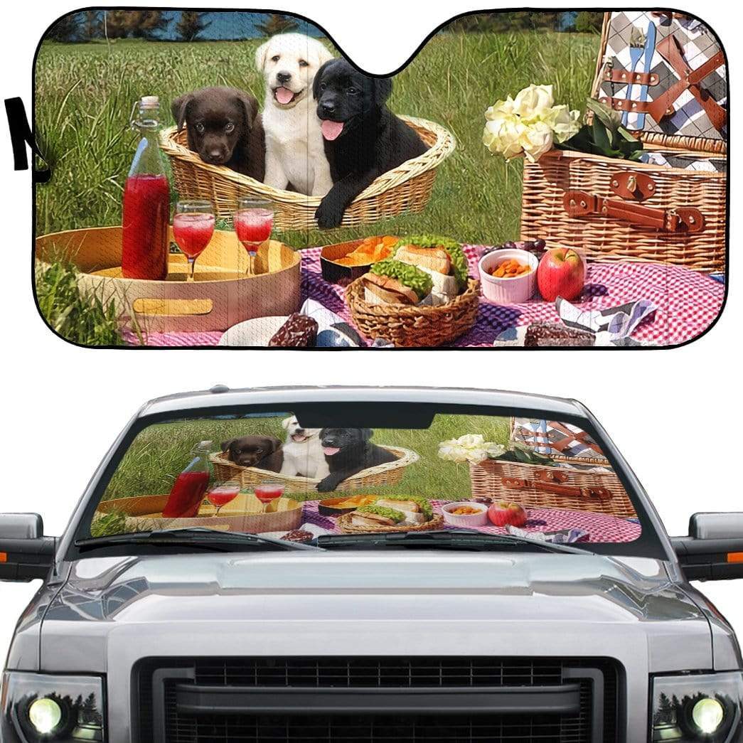Gearhumans 3D Labrador Retriever Puppies Custom Car Auto Sunshade