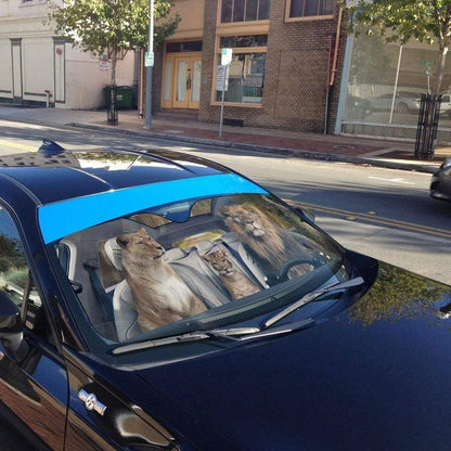 Gearhumans 3D Lion Family Custom Car Auto Sunshade