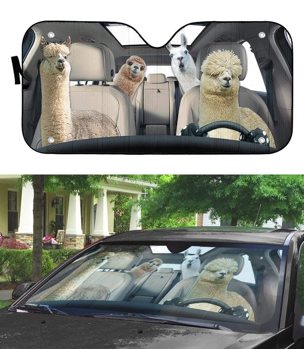Gearhumans 3D Llama and Alpaca Custom Car Auto Sunshade