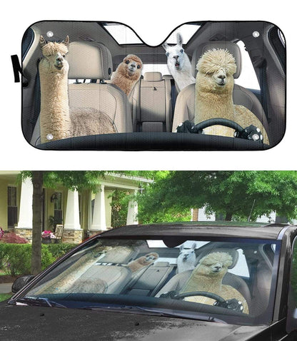 Gearhumans 3D Llama and Alpaca Custom Car Auto Sunshade