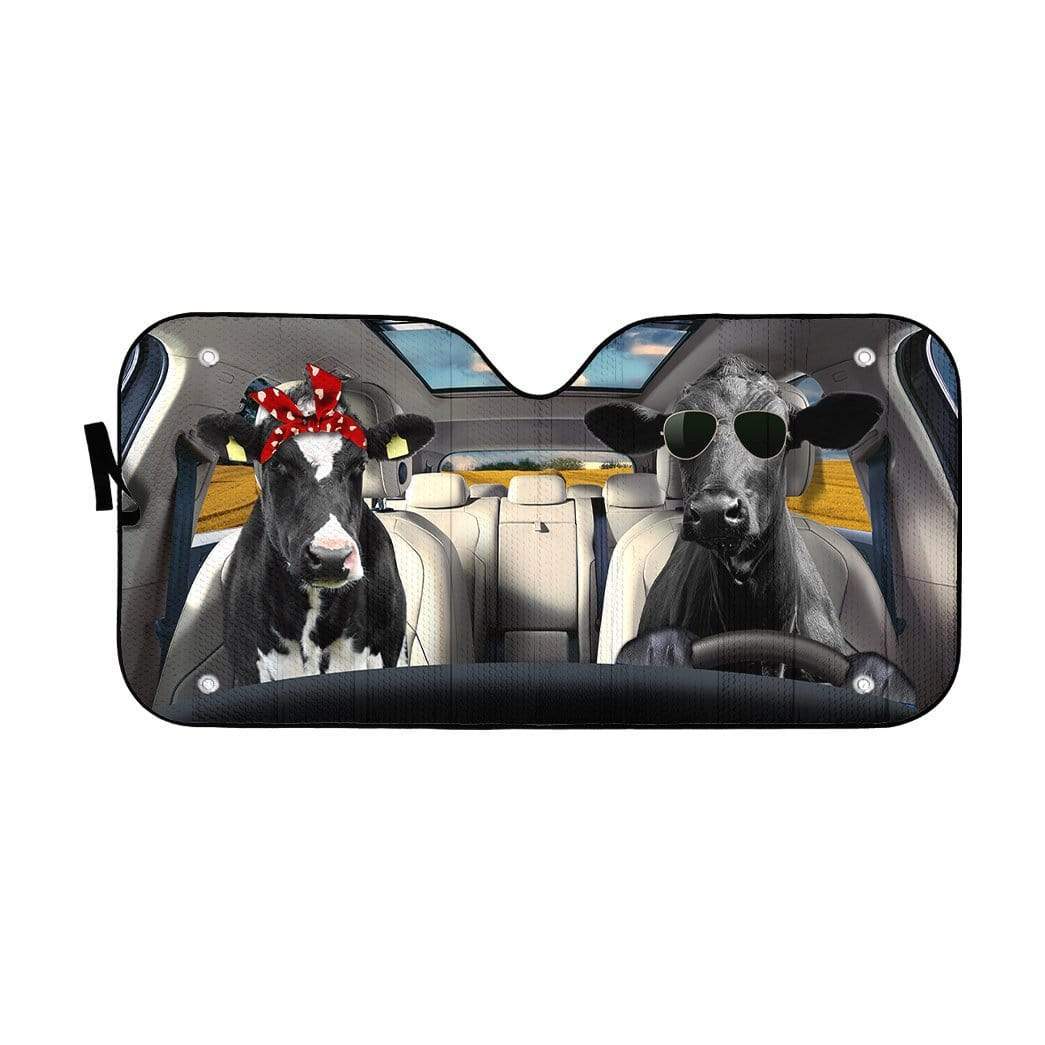 Gearhumans 3D Love Couple Cattle Cow Custom Car Auto Sunshade