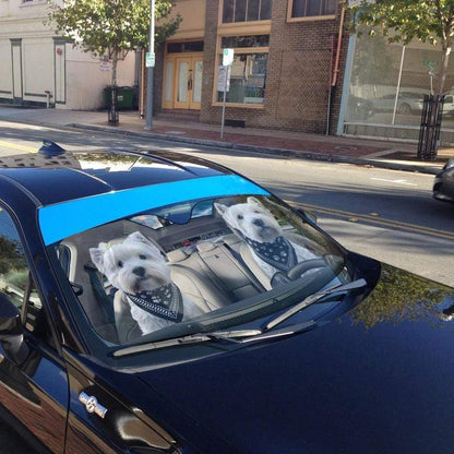 Gearhumans 3D Love Couple Terrier Dogs In Car Custom Car Auto Sunshade