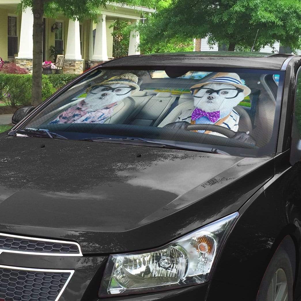 Gearhumans 3D Love Terrier Dog Custom Car Auto Sunshade