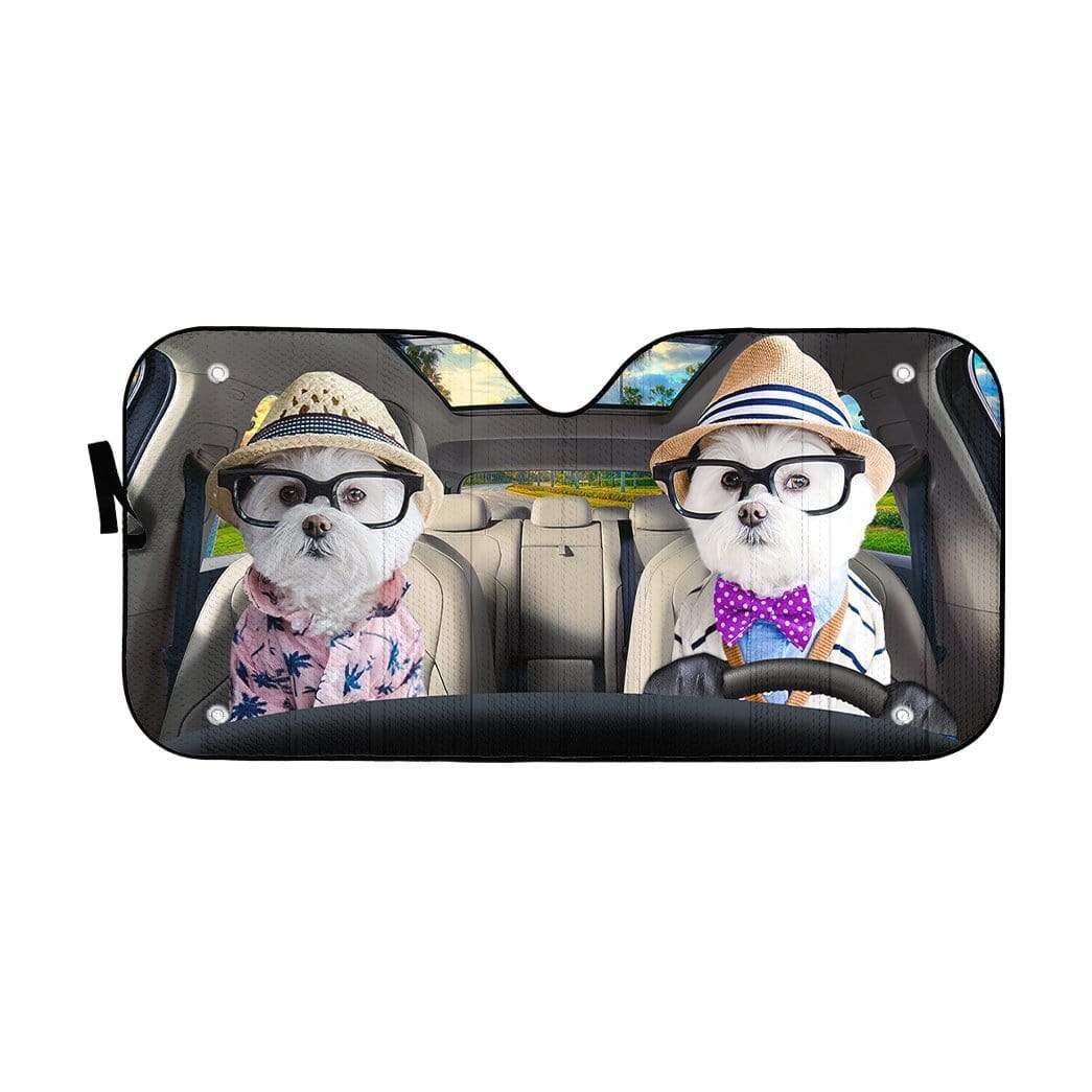 Gearhumans 3D Love Terrier Dog Custom Car Auto Sunshade