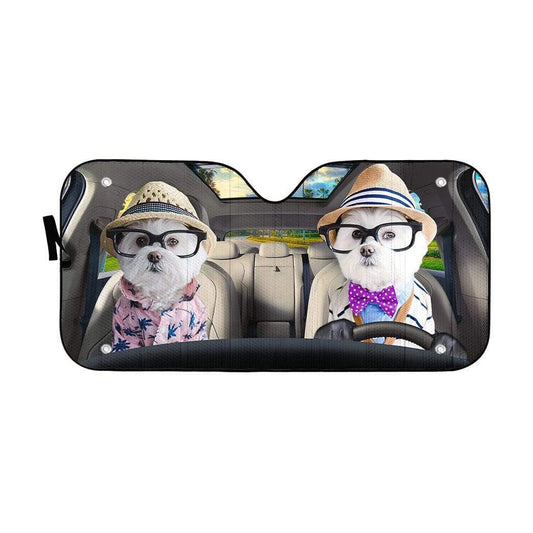 Gearhumans 3D Love Terrier Dog Custom Car Auto Sunshade