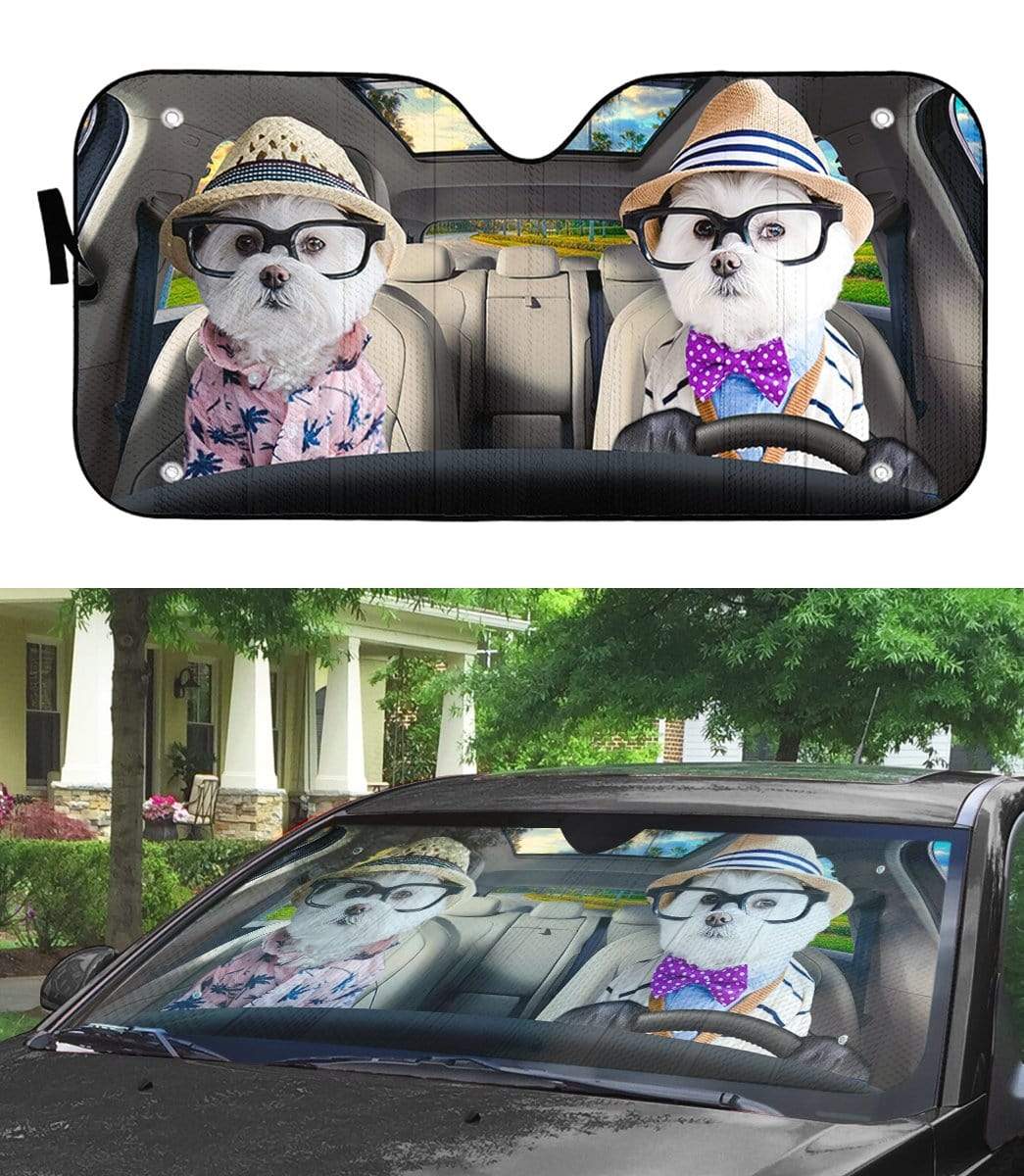 Gearhumans 3D Love Terrier Dog Custom Car Auto Sunshade
