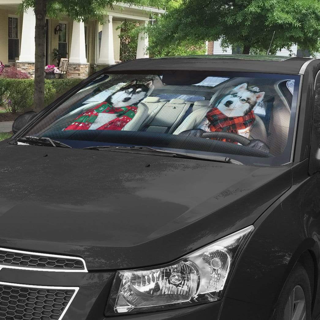 Gearhumans 3D Lovely Husky Auto Sunshade