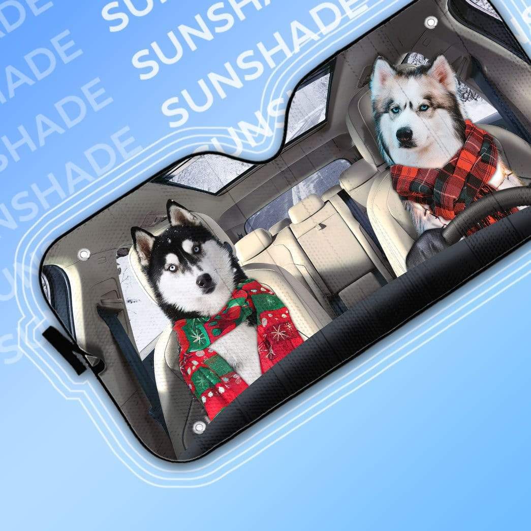 Gearhumans 3D Lovely Husky Auto Sunshade