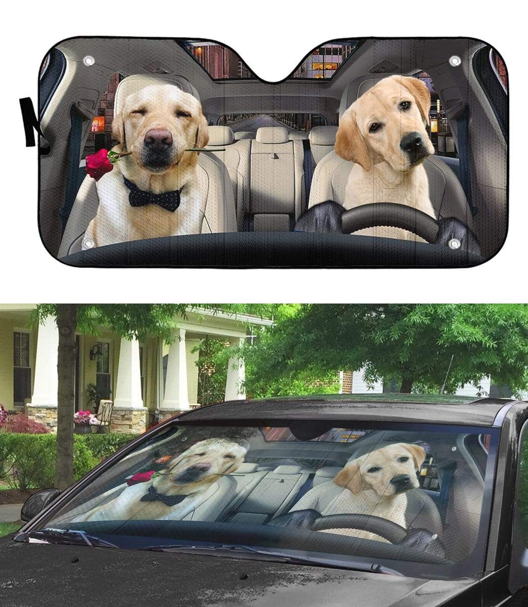 Gearhumans 3D Lovely Retrever Puppy Auto Sunshade