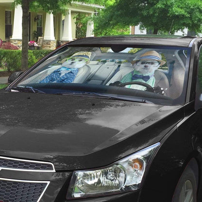 Gearhumans 3D Loving Two Terrier Dogs Custom Car Auto Sunshade