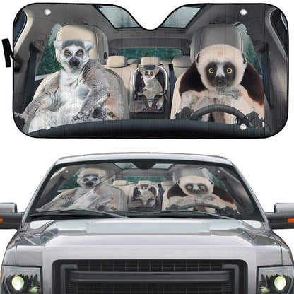 Gearhumans 3D Madagascar Lemurs Custom Car Auto Sunshade
