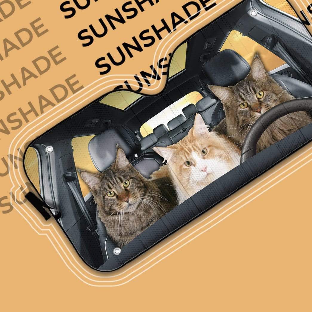 Gearhumans 3D Maine Coon Custom Car Auto Sunshade