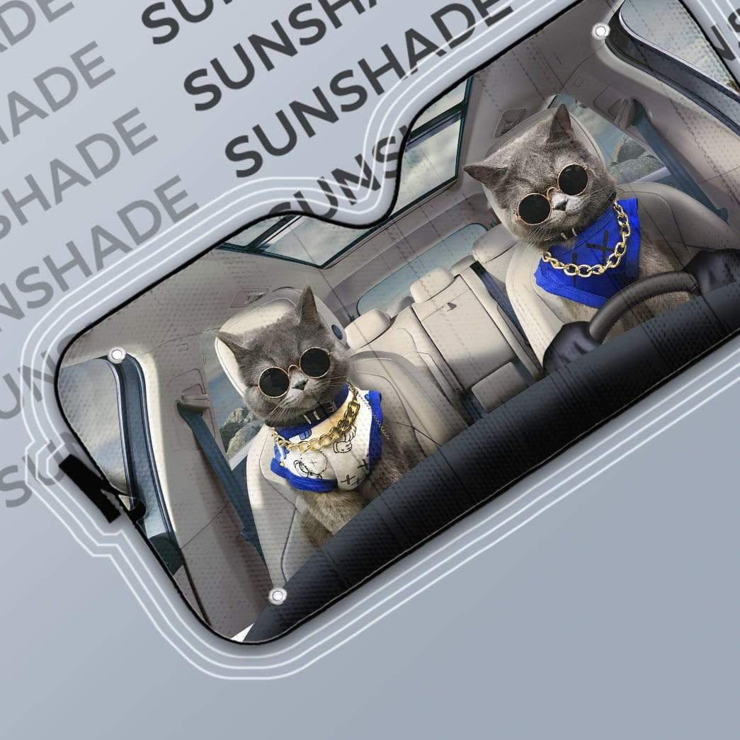 Gearhumans 3D Modern Chartreux Cats Custom Car Auto Sunshade