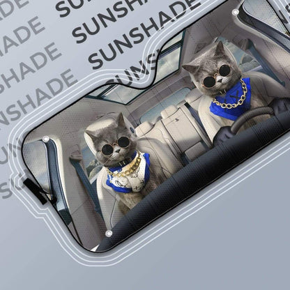 Gearhumans 3D Modern Chartreux Cats Custom Car Auto Sunshade