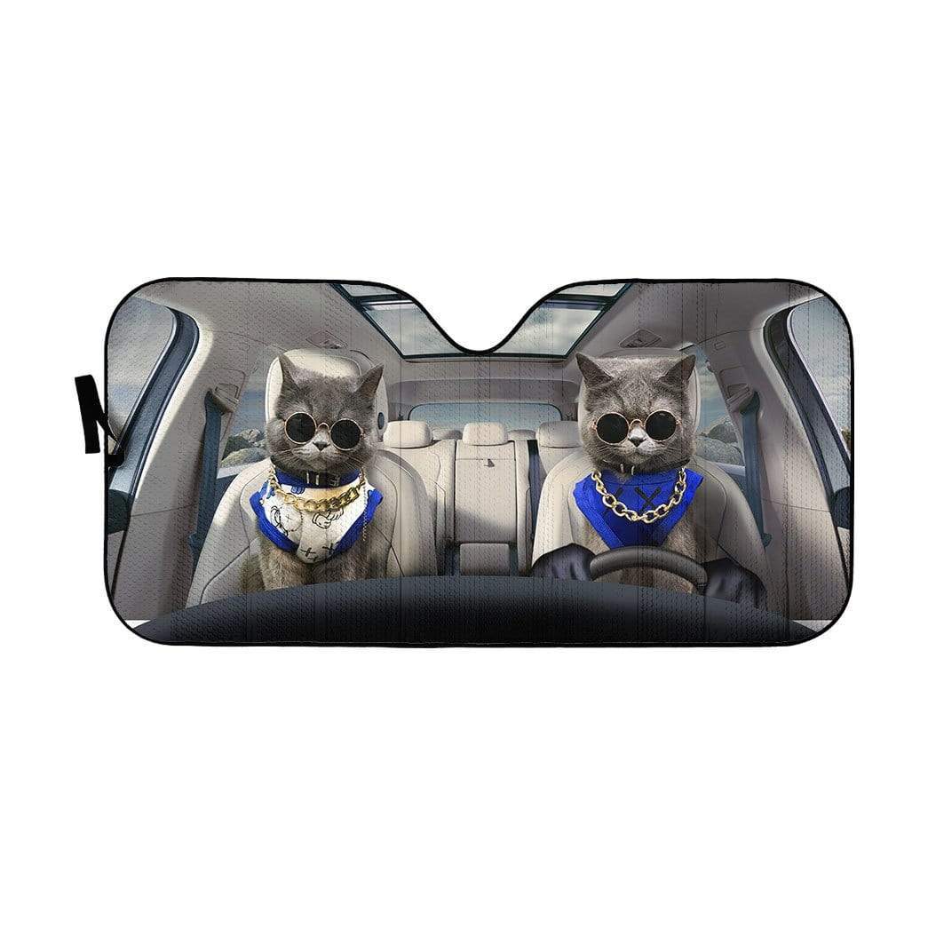 Gearhumans 3D Modern Chartreux Cats Custom Car Auto Sunshade
