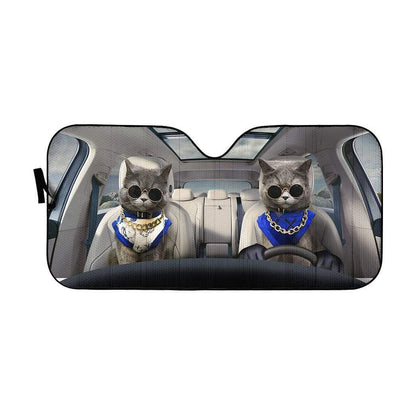 Gearhumans 3D Modern Chartreux Cats Custom Car Auto Sunshade