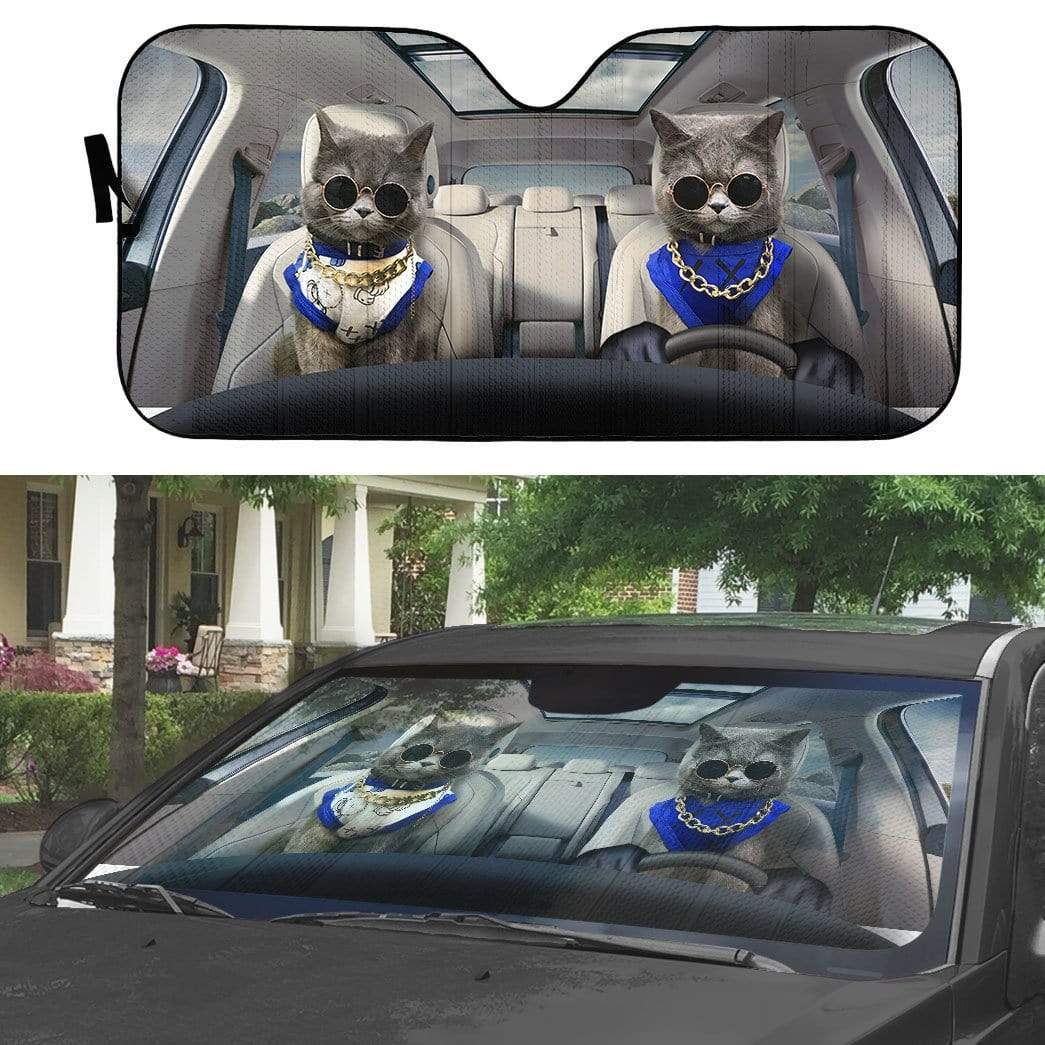 Gearhumans 3D Modern Chartreux Cats Custom Car Auto Sunshade