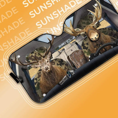 Gearhumans 3D Moose and Elk Custom Car Auto Sunshade