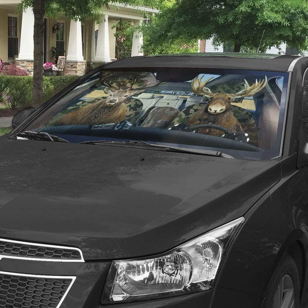 Gearhumans 3D Moose and Elk Custom Car Auto Sunshade