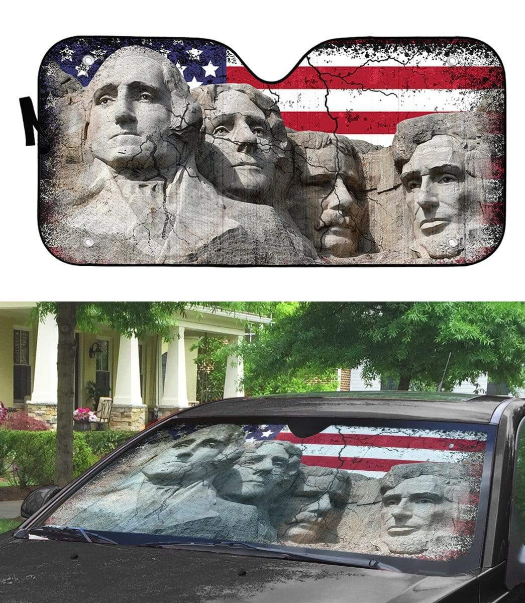 Gearhumans 3D Mount Rushmore Custom Car Auto Sunshade