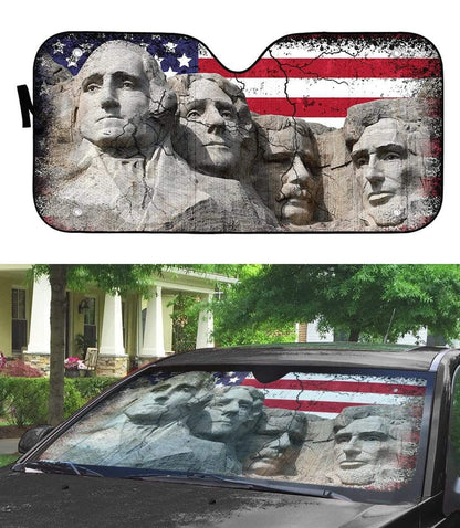 Gearhumans 3D Mount Rushmore Custom Car Auto Sunshade