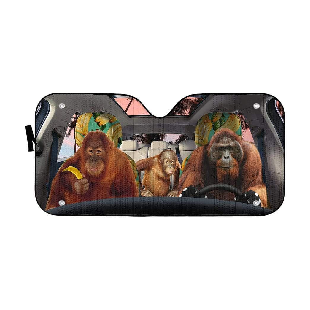 Gearhumans 3D Orangutan Family Custom Car Auto Sunshade