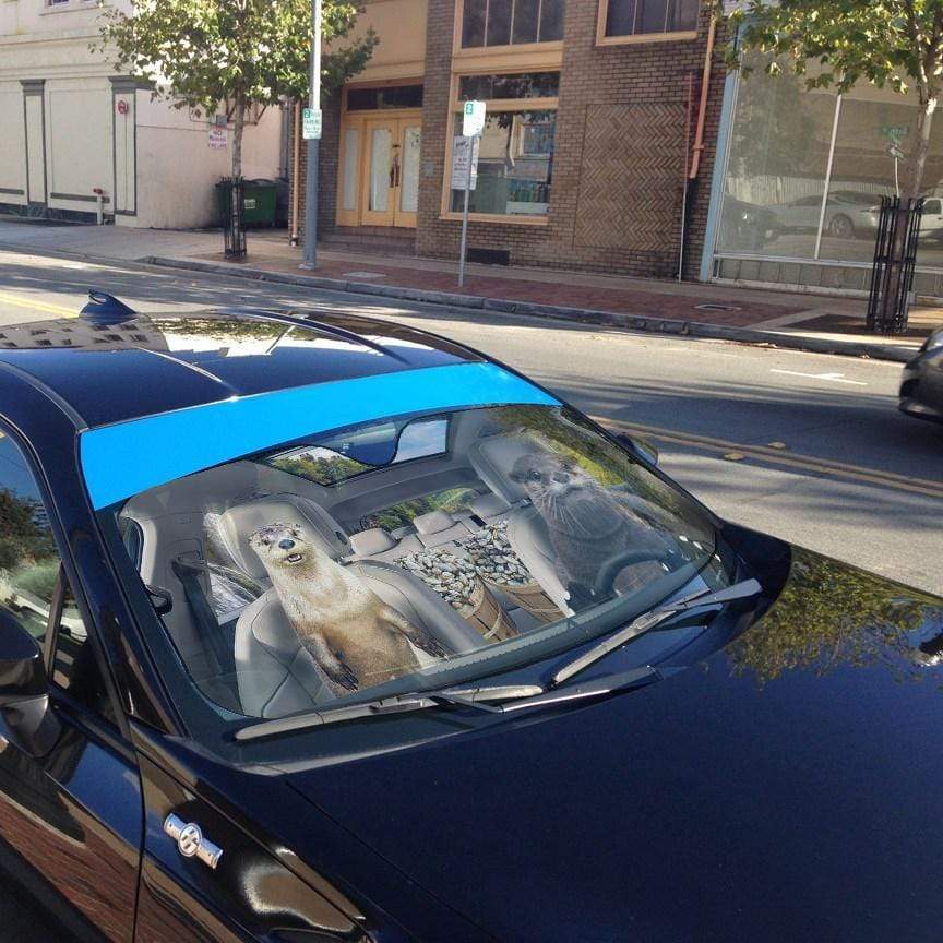 Gearhumans 3D Otters Custom Car Auto Sunshade