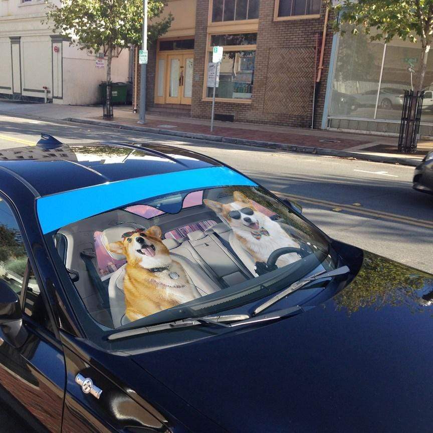 Gearhumans 3D Pembroke Welsh Corgi Dogs Custom Car Auto Sunshade