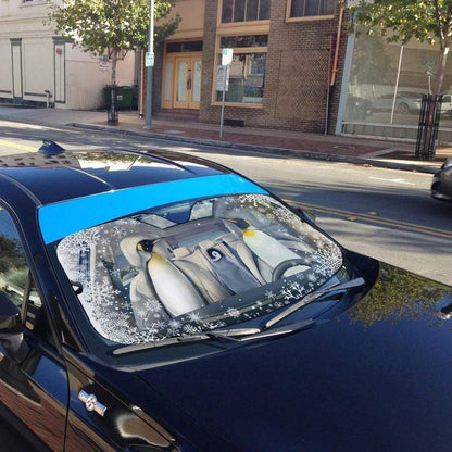 Gearhumans 3D Penguin Family Custom Car Auto Sunshade