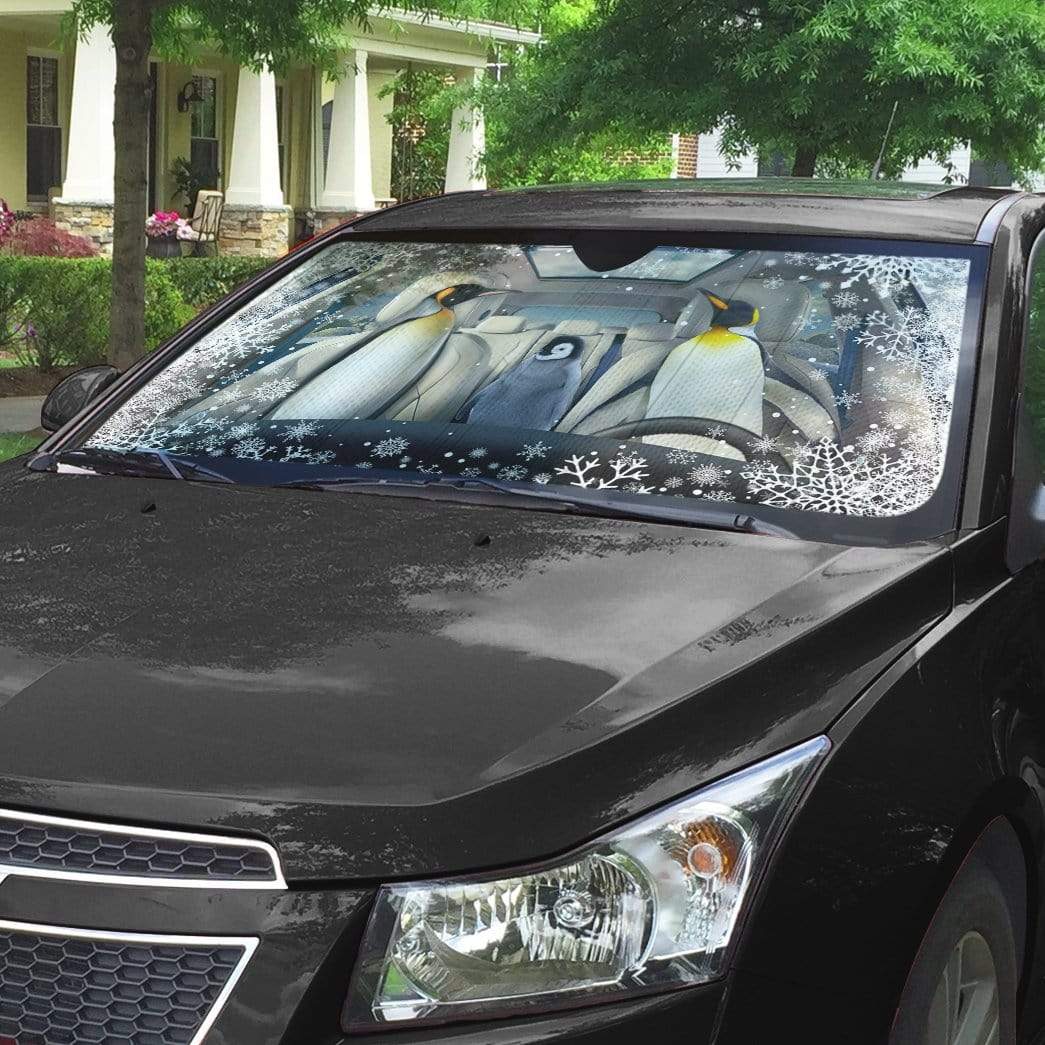 Gearhumans 3D Penguin Family Custom Car Auto Sunshade