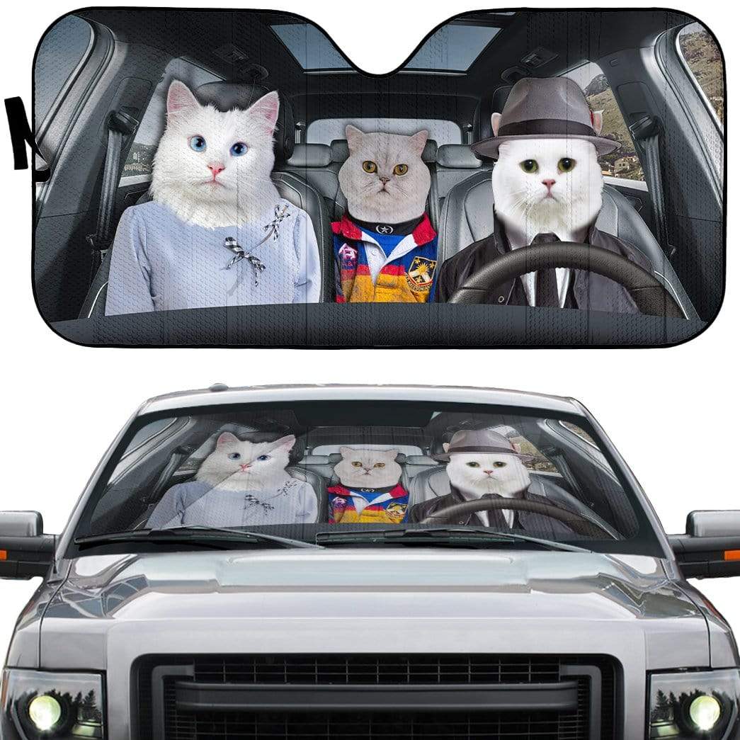 Gearhumans 3D Persian Cat Family Custom Car Auto Sunshade