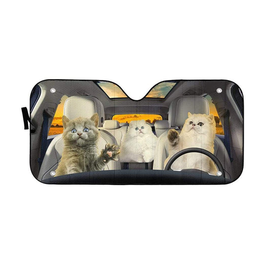Gearhumans 3D Persian Cat Family Custom Car Auto Sunshade
