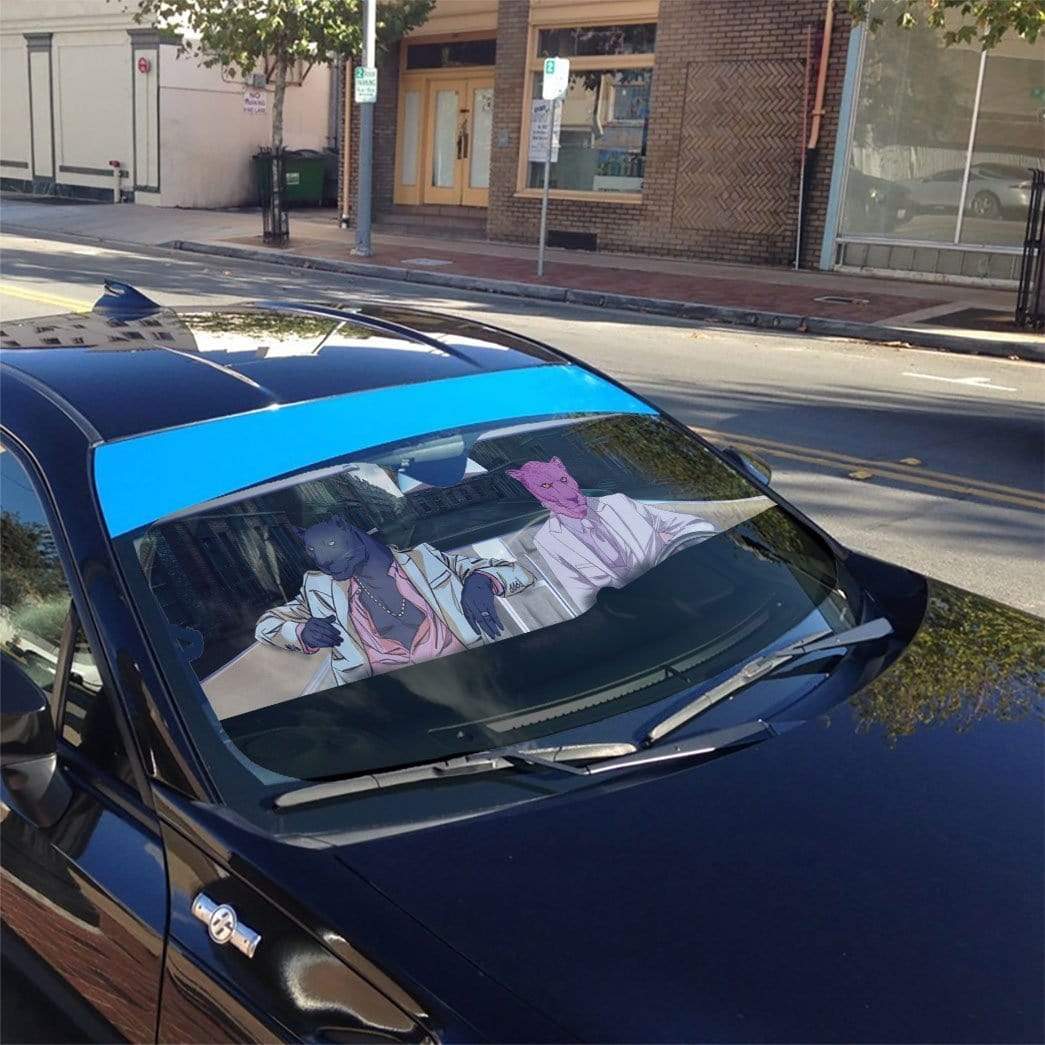 Gearhumans 3D Pink Panther Custom Car Auto Sunshade