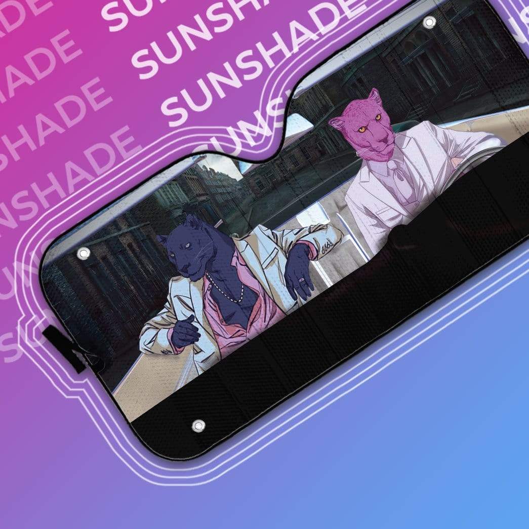 Gearhumans 3D Pink Panther Custom Car Auto Sunshade