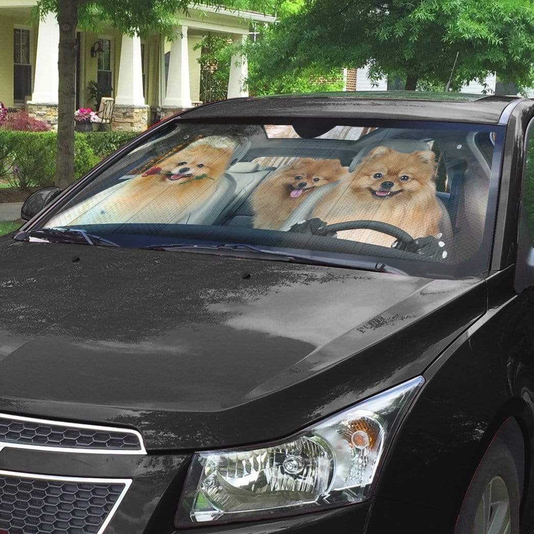 Gearhumans 3D Pomeranian Custom Car Auto Sunshade