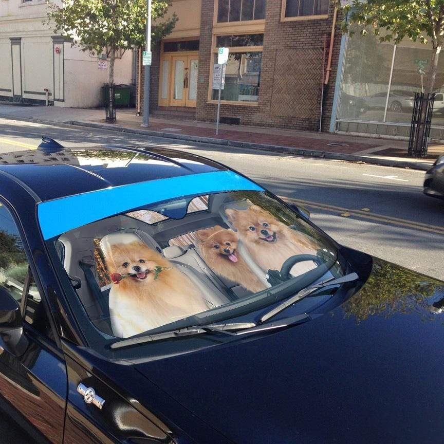Gearhumans 3D Pomeranian Custom Car Auto Sunshade