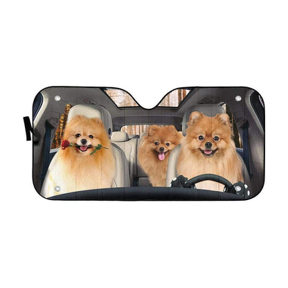 Gearhumans 3D Pomeranian Custom Car Auto Sunshade