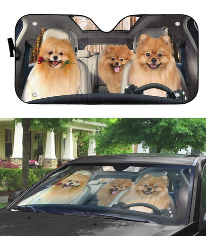 Gearhumans 3D Pomeranian Custom Car Auto Sunshade