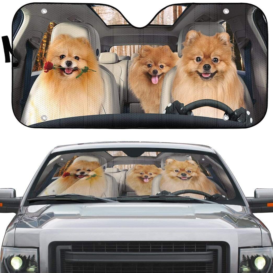 Gearhumans 3D Pomeranian Custom Car Auto Sunshade