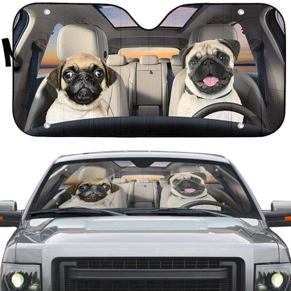 Gearhumans 3D Pug Custom Car Auto Sunshade