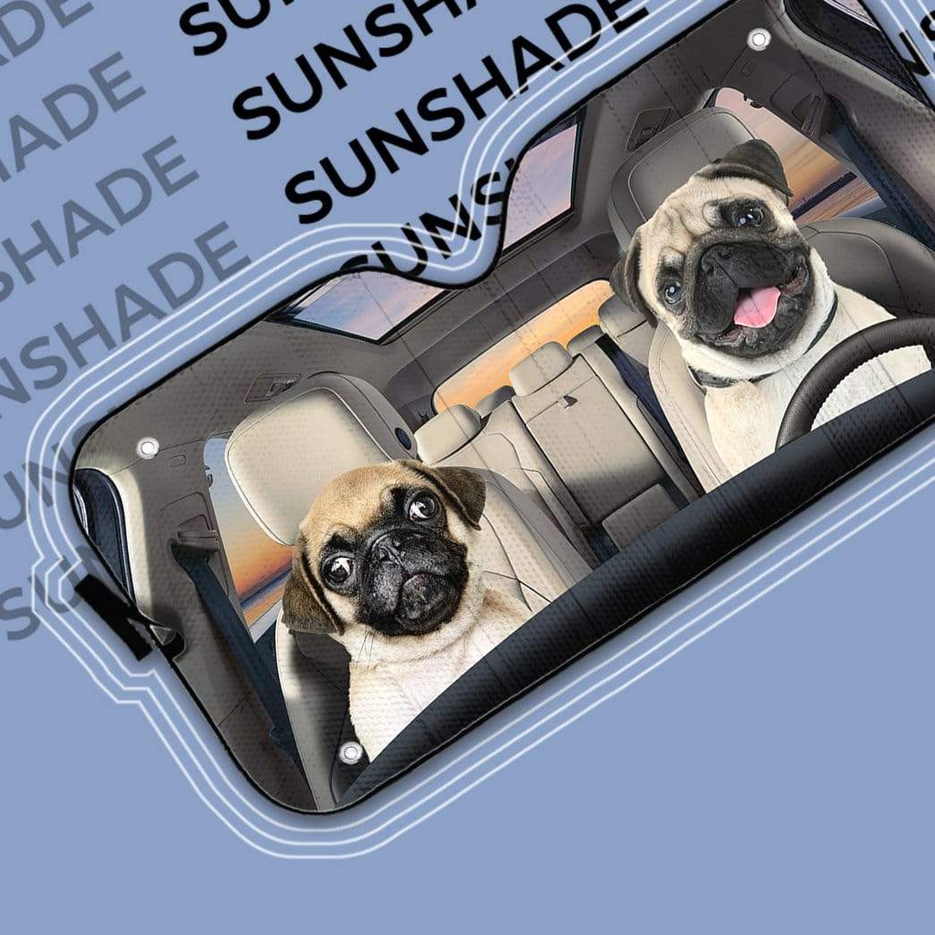 Gearhumans 3D Pug Custom Car Auto Sunshade