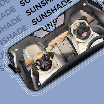 Gearhumans 3D Pug Custom Car Auto Sunshade